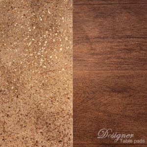 Designer Table Pad Bronze Glam with Warm Brown Wood